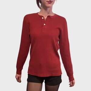 J.Crew Mercantile 100% Cotton Long-sleeve Red Henley Shirt